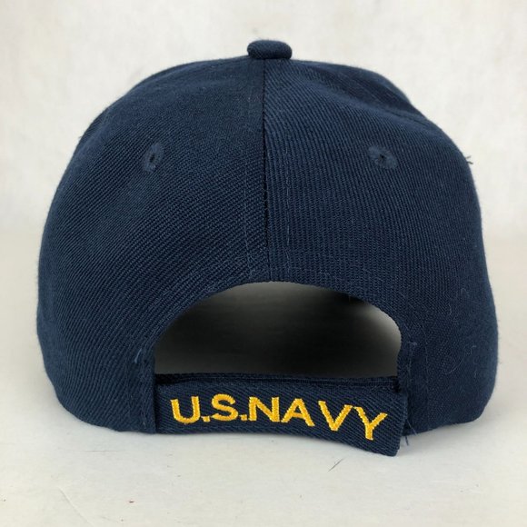 U.S. Navy Embroidered Emblem Unisex One Size Blue Yellow Hook & Loop Cap Hat - Picture 3 of 9